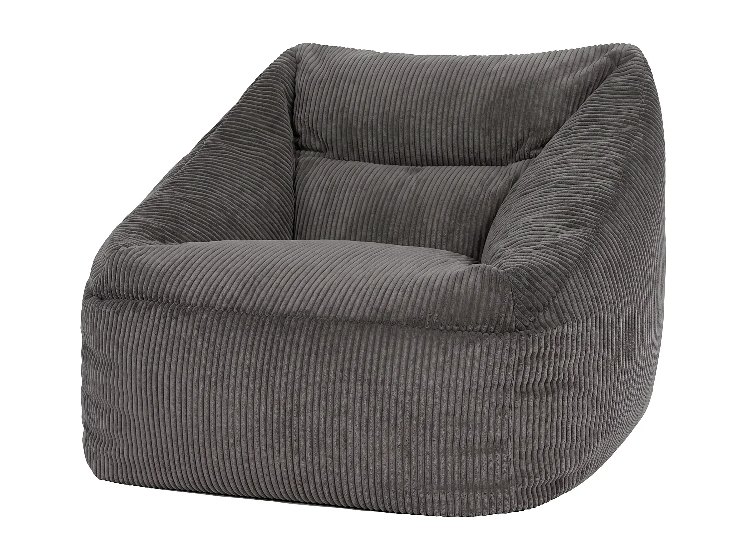 Pouf fauteuil salon ou chambre velours côtelé gris anthracite - NATALIA