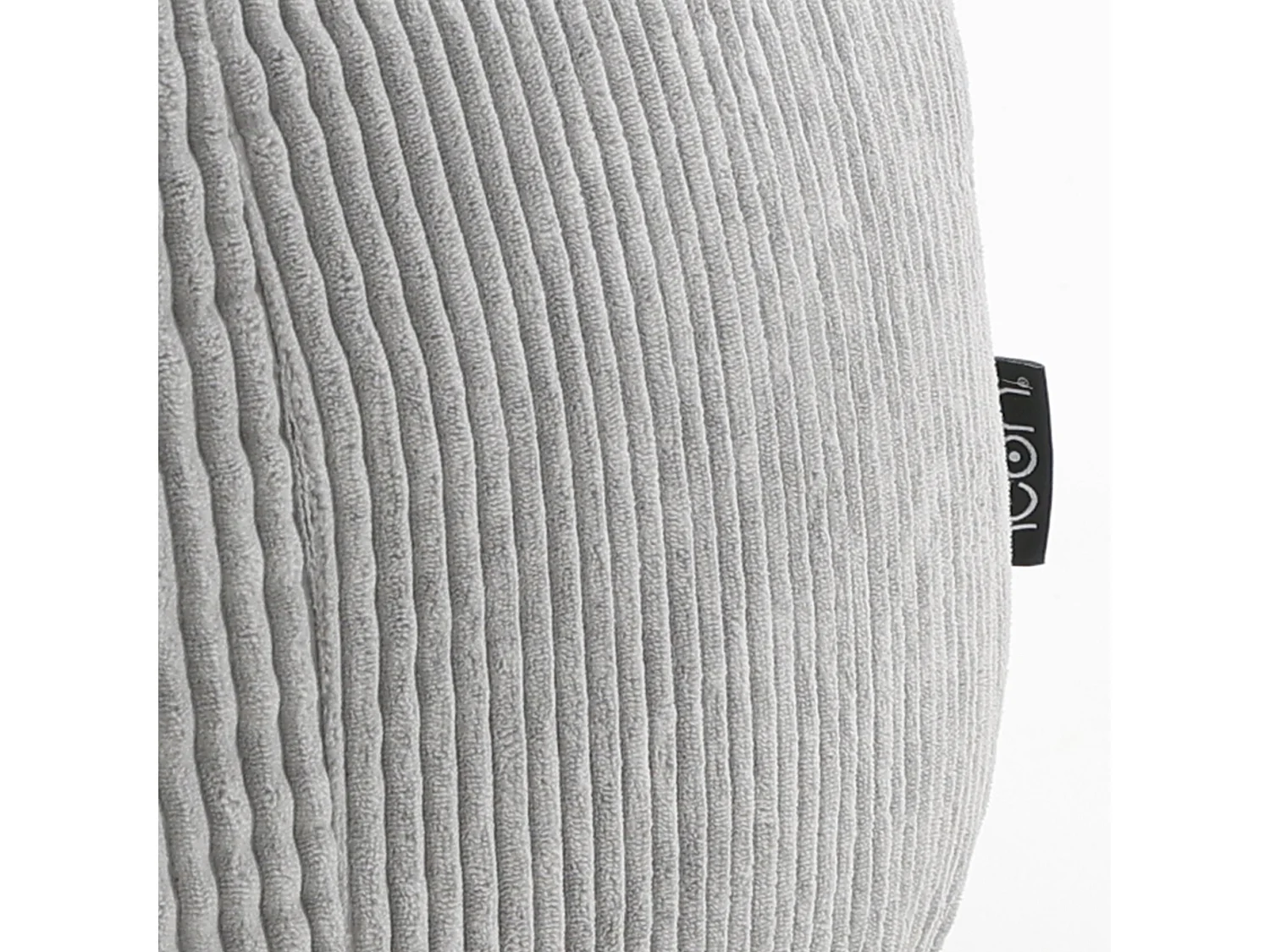 Pouf classique et son repose-pied carré velours côtelé, gris, chambre et salon - KINGSTON