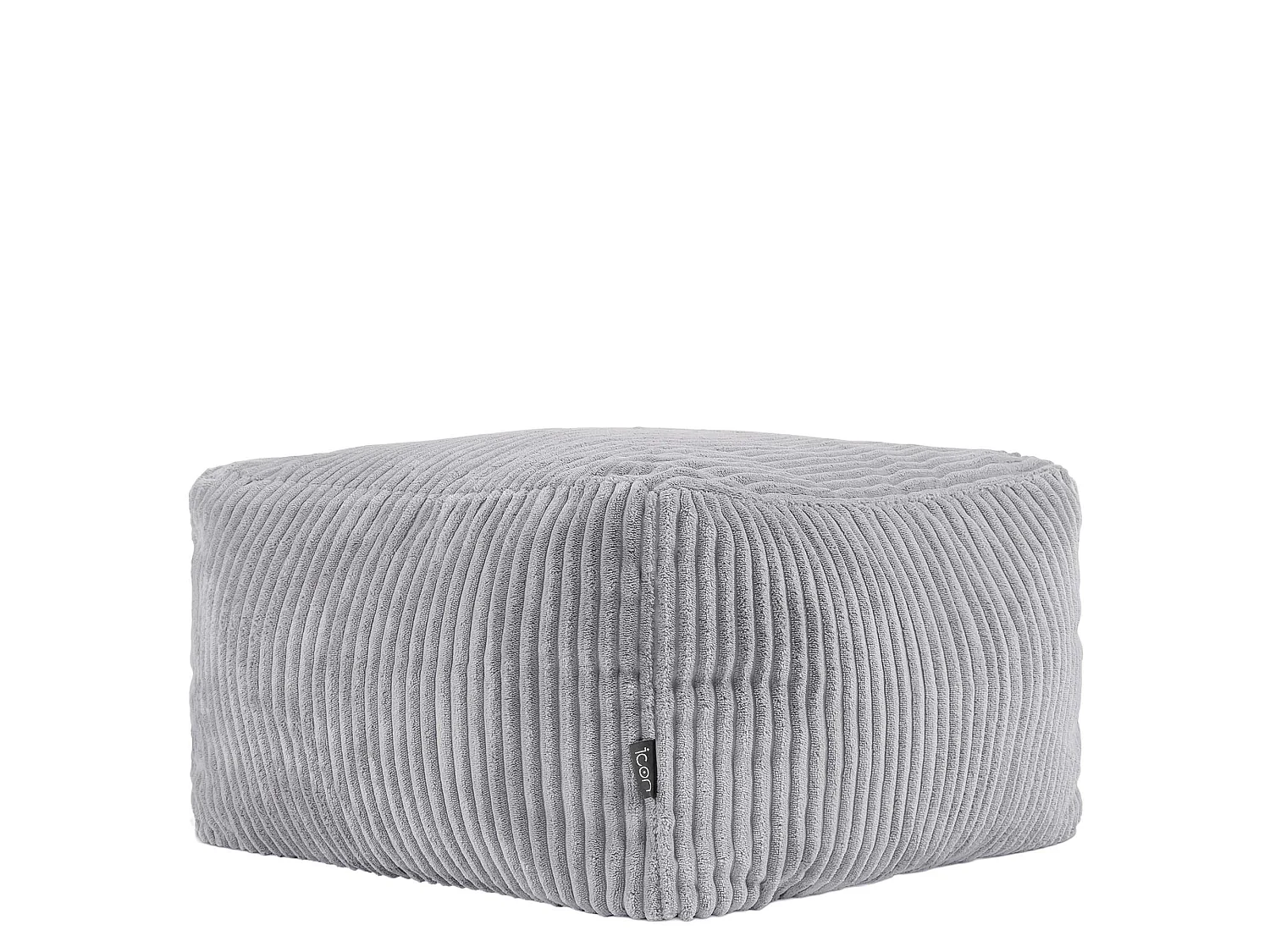Pouf classique et son repose-pied carré velours côtelé, gris, chambre et salon - KINGSTON