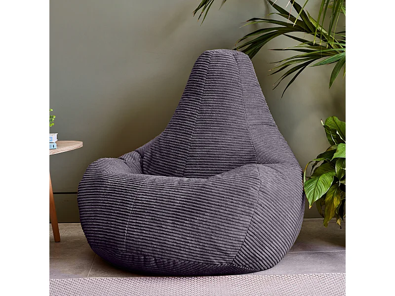 Pouf inclinable velours côtelé, gris anthracite - DALTON