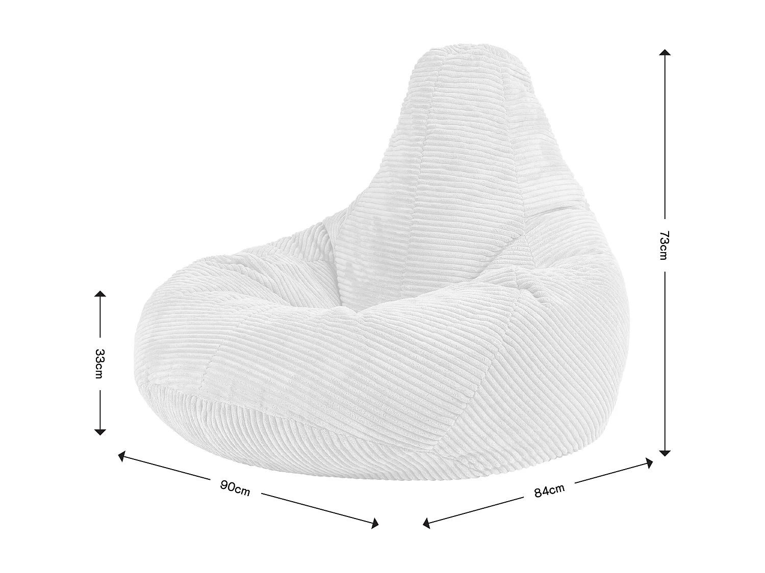 Pouf inclinable velours côtelé, gris anthracite - DALTON