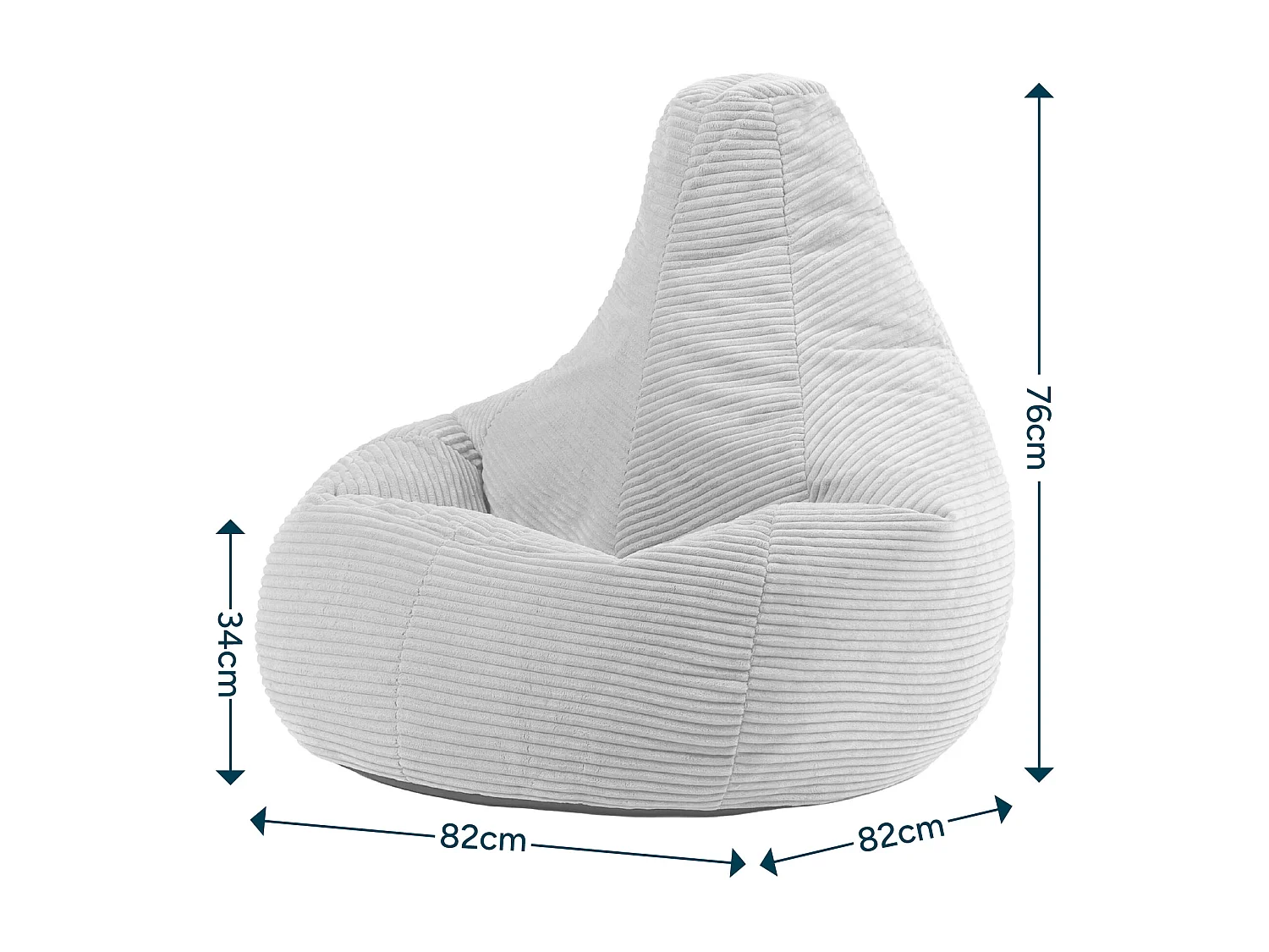 Pouf inclinable velours côtelé, gris anthracite - DALTON