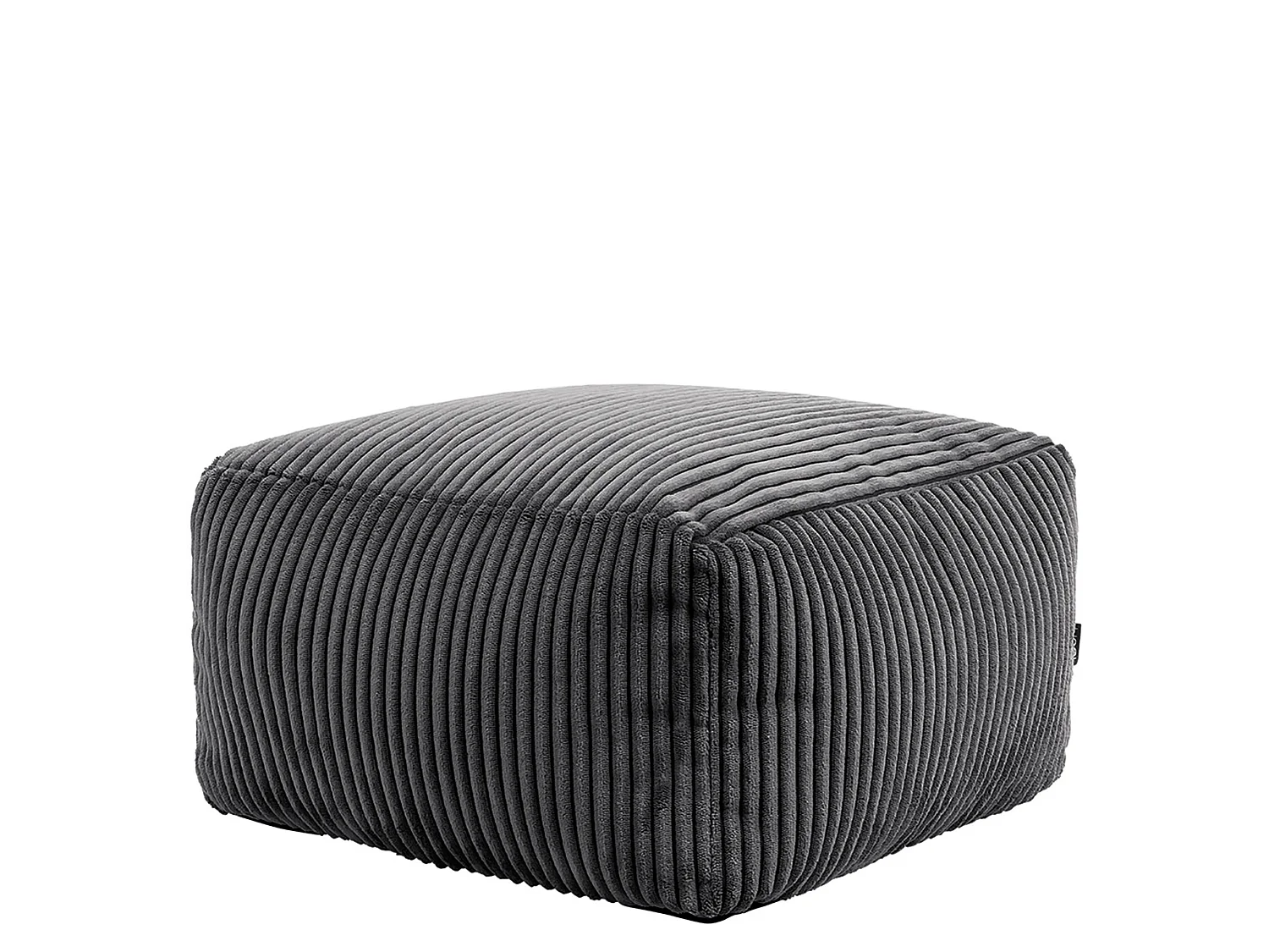 Pouf fauteuil et son repose-pieds carré velours côtelé gris anthracite, salon ou chambre - NATALIA