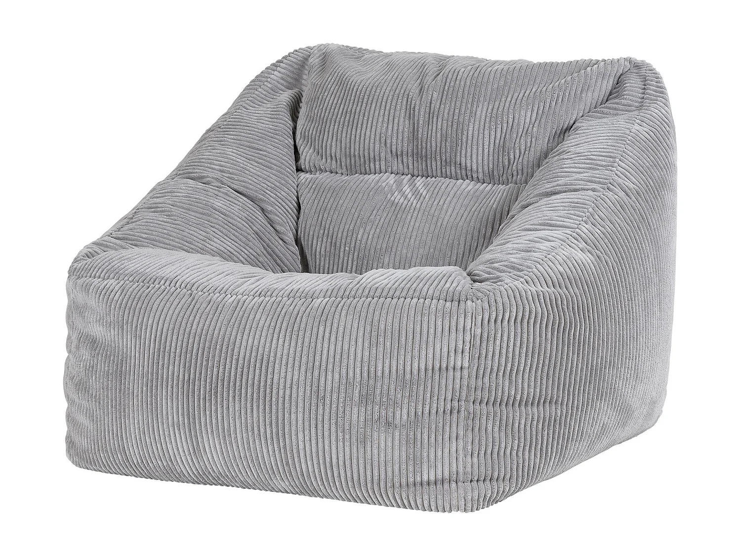 Pouf fauteuil velours côtelé gris - MORGAN