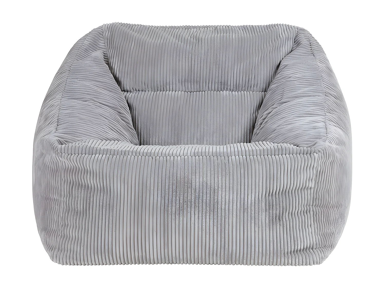 Pouf fauteuil velours côtelé gris - MORGAN