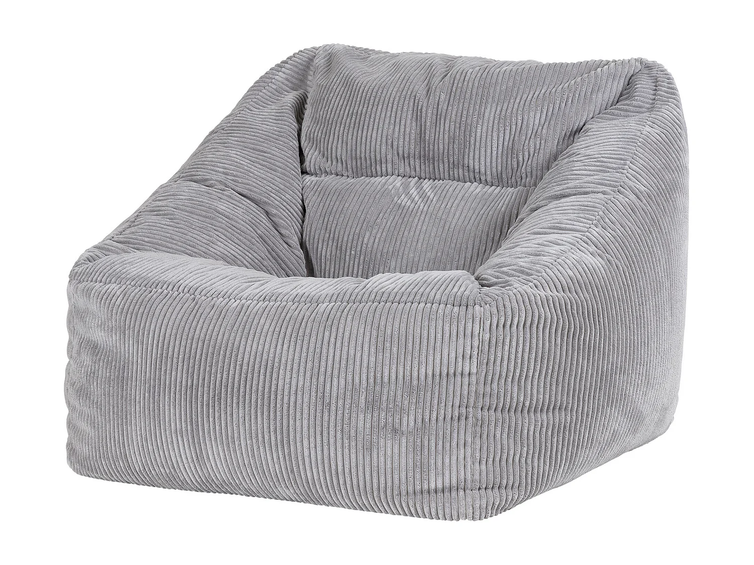 Pouf fauteuil salon ou chambre velours côtelé gris - NATALIA