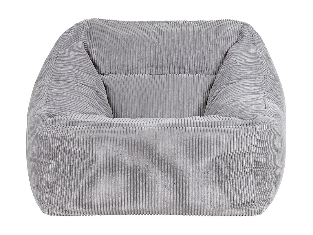 Pouf fauteuil salon ou chambre velours côtelé gris - NATALIA