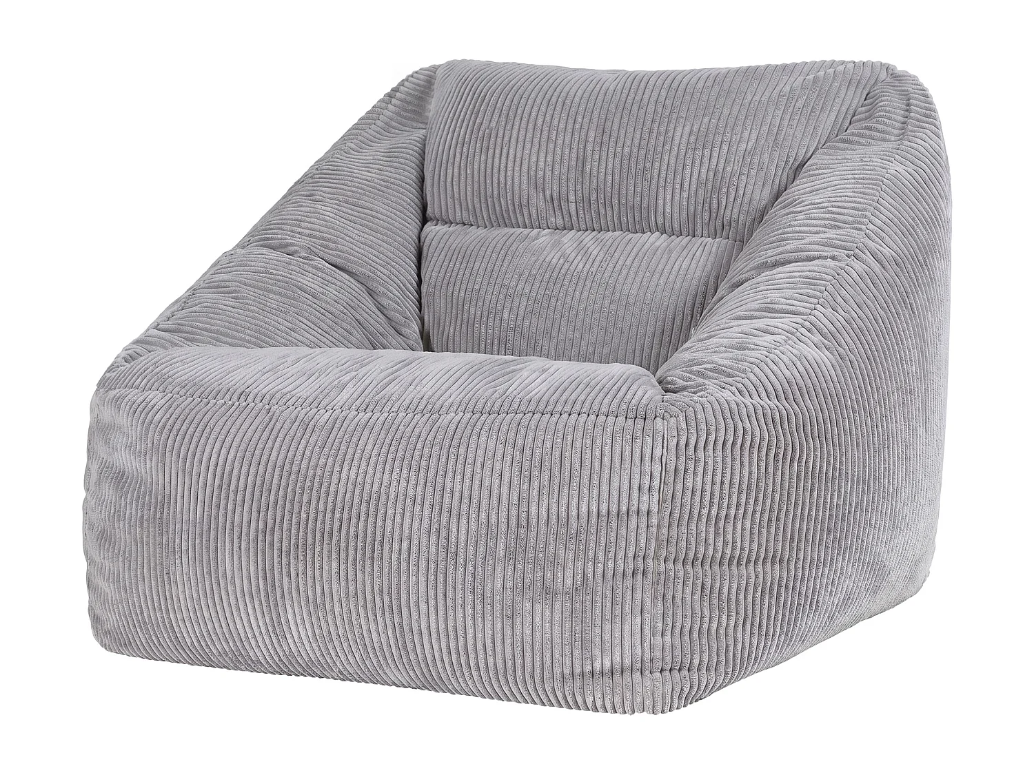 Pouf fauteuil salon ou chambre velours côtelé gris - NATALIA