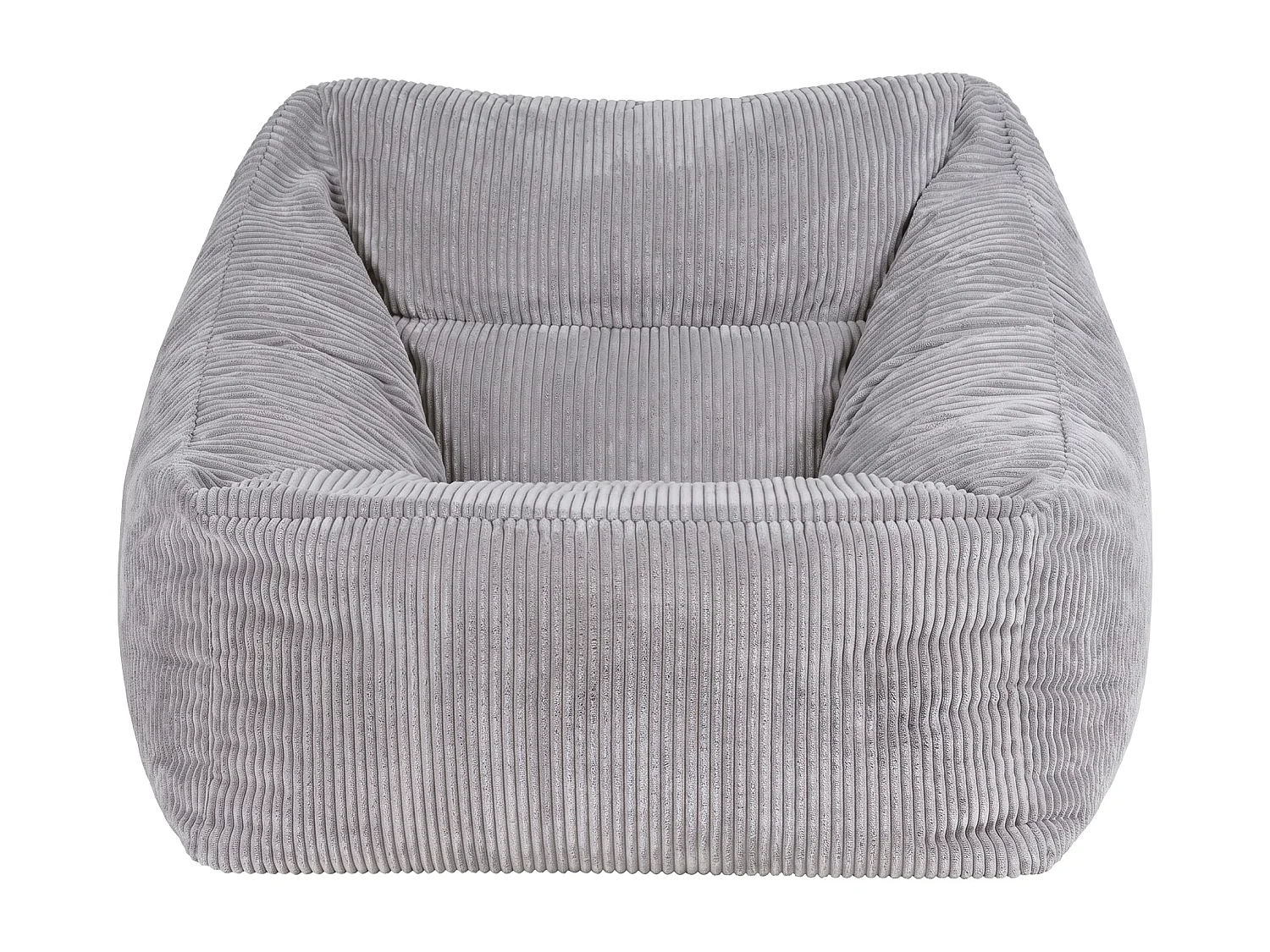 Pouf fauteuil salon ou chambre velours côtelé gris - NATALIA