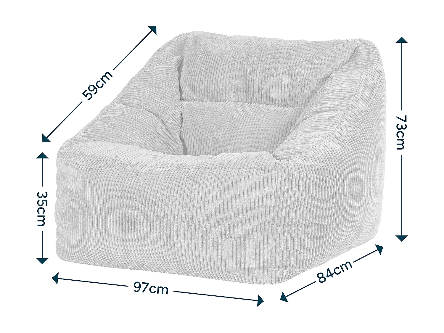 Pouf fauteuil salon ou chambre velours côtelé gris - NATALIA