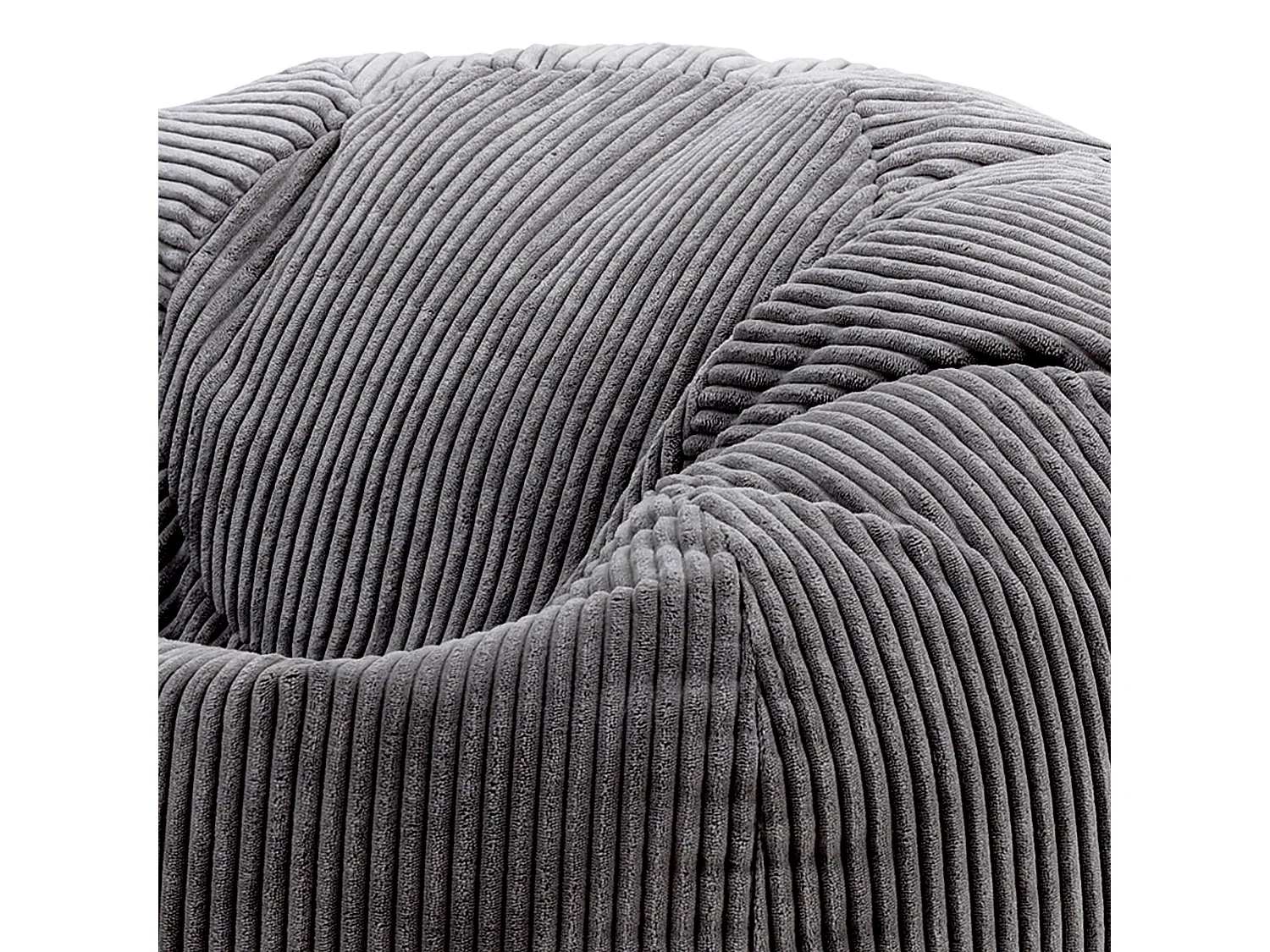 Pouf classique et son repose-pied velours côtelé, gris anthracite - KINGSTON