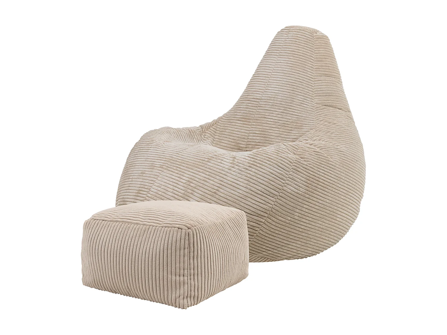 Pouf inclinable velours côtelé, beige - DALTON