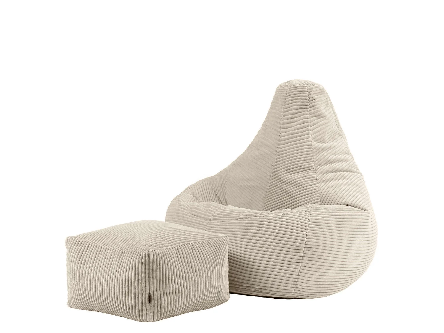 Pouf inclinable velours côtelé, beige - DALTON