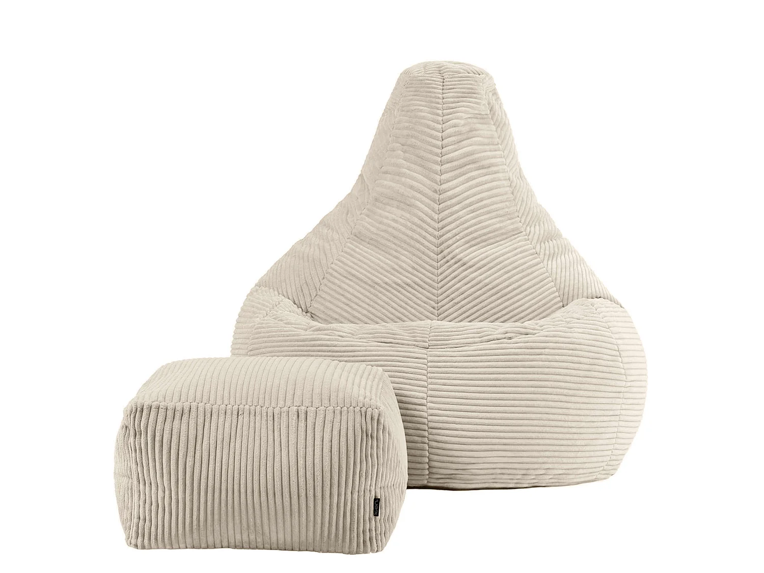 Pouf inclinable velours côtelé, beige - DALTON