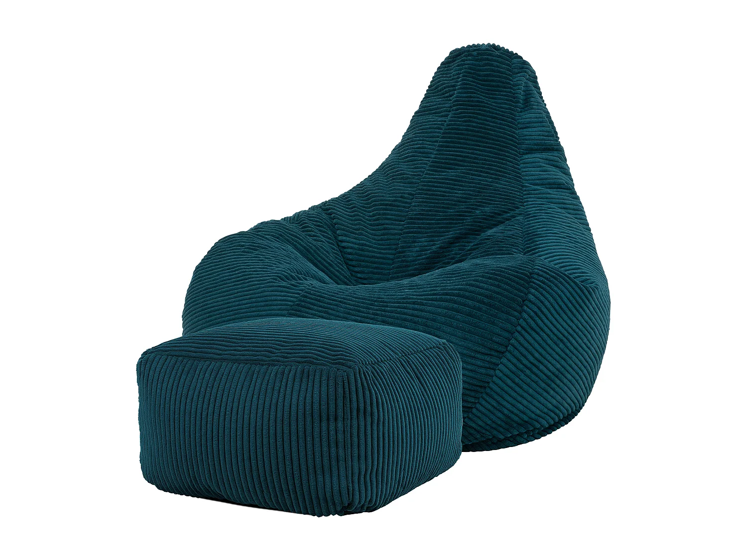 Pouf inclinable velours côtelé, bleu canard - DALTON