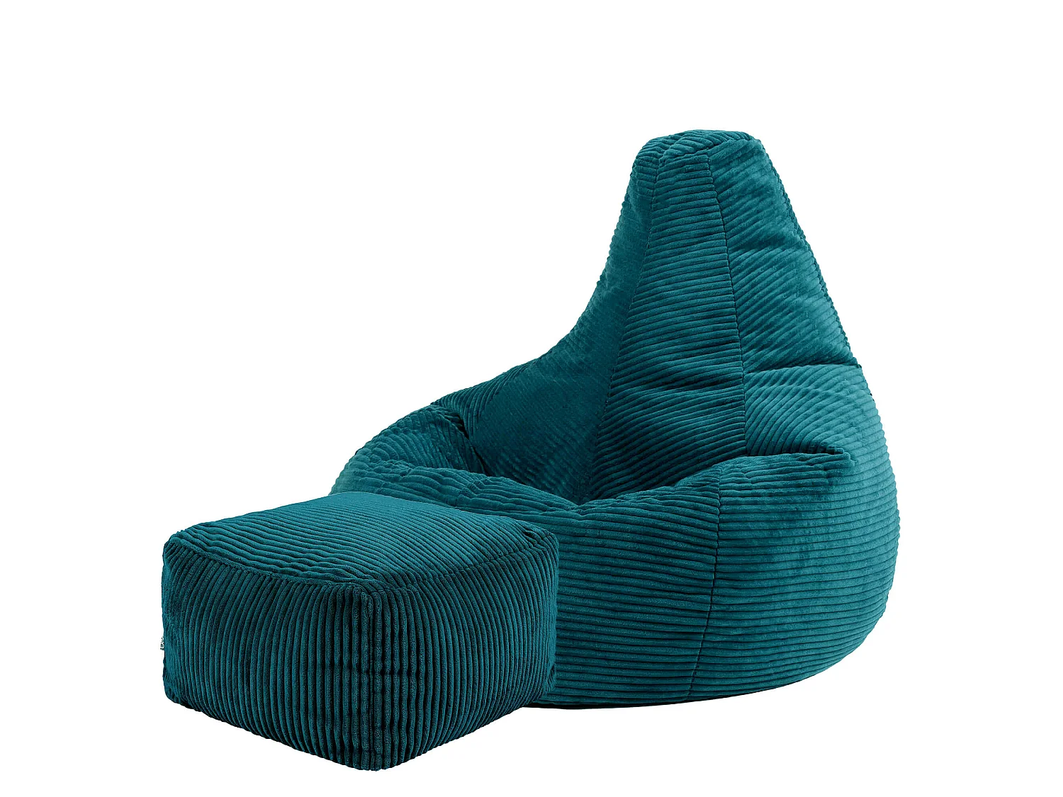 Pouf inclinable velours côtelé, bleu canard - DALTON