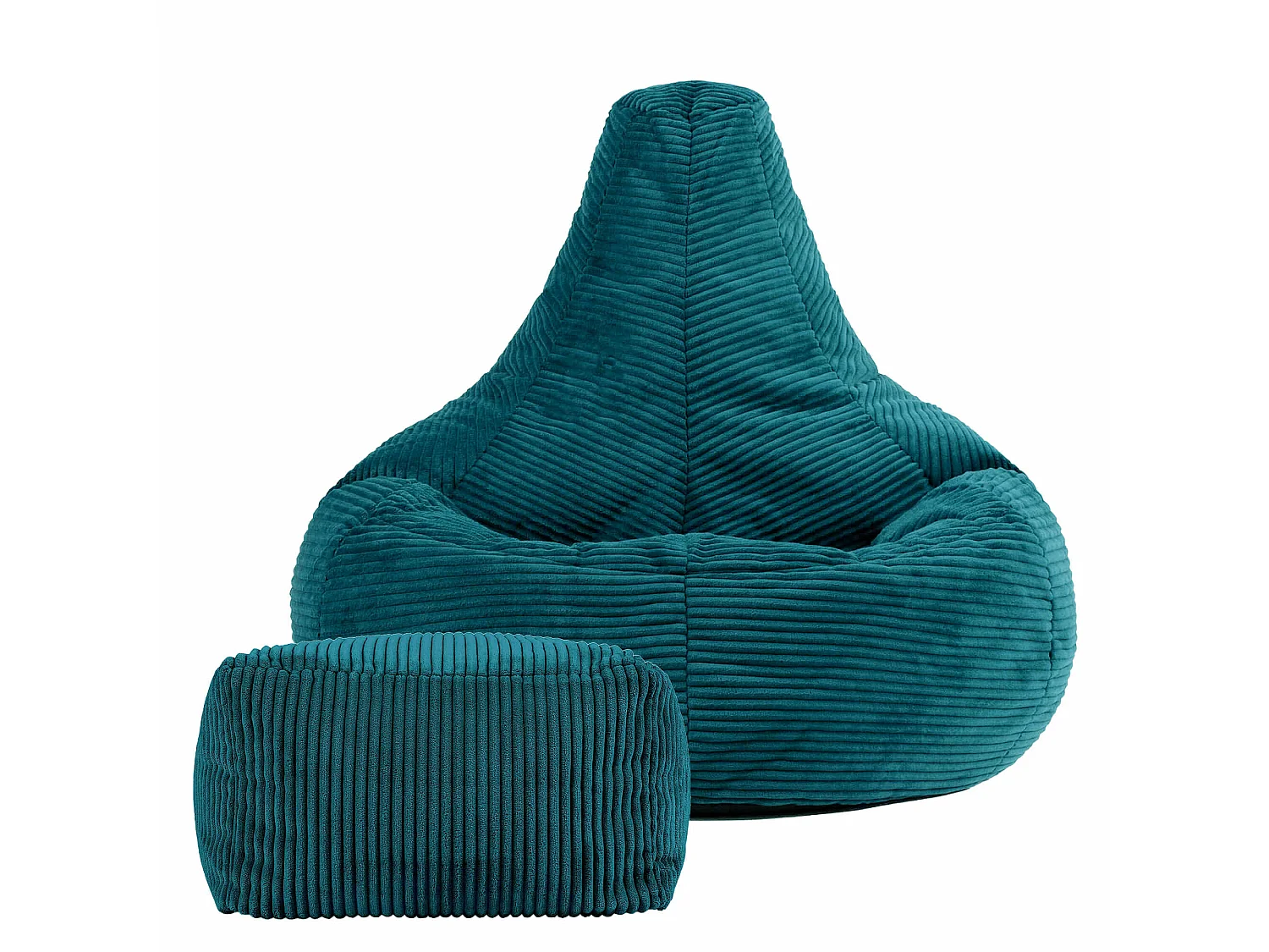 Pouf inclinable velours côtelé, bleu canard - DALTON
