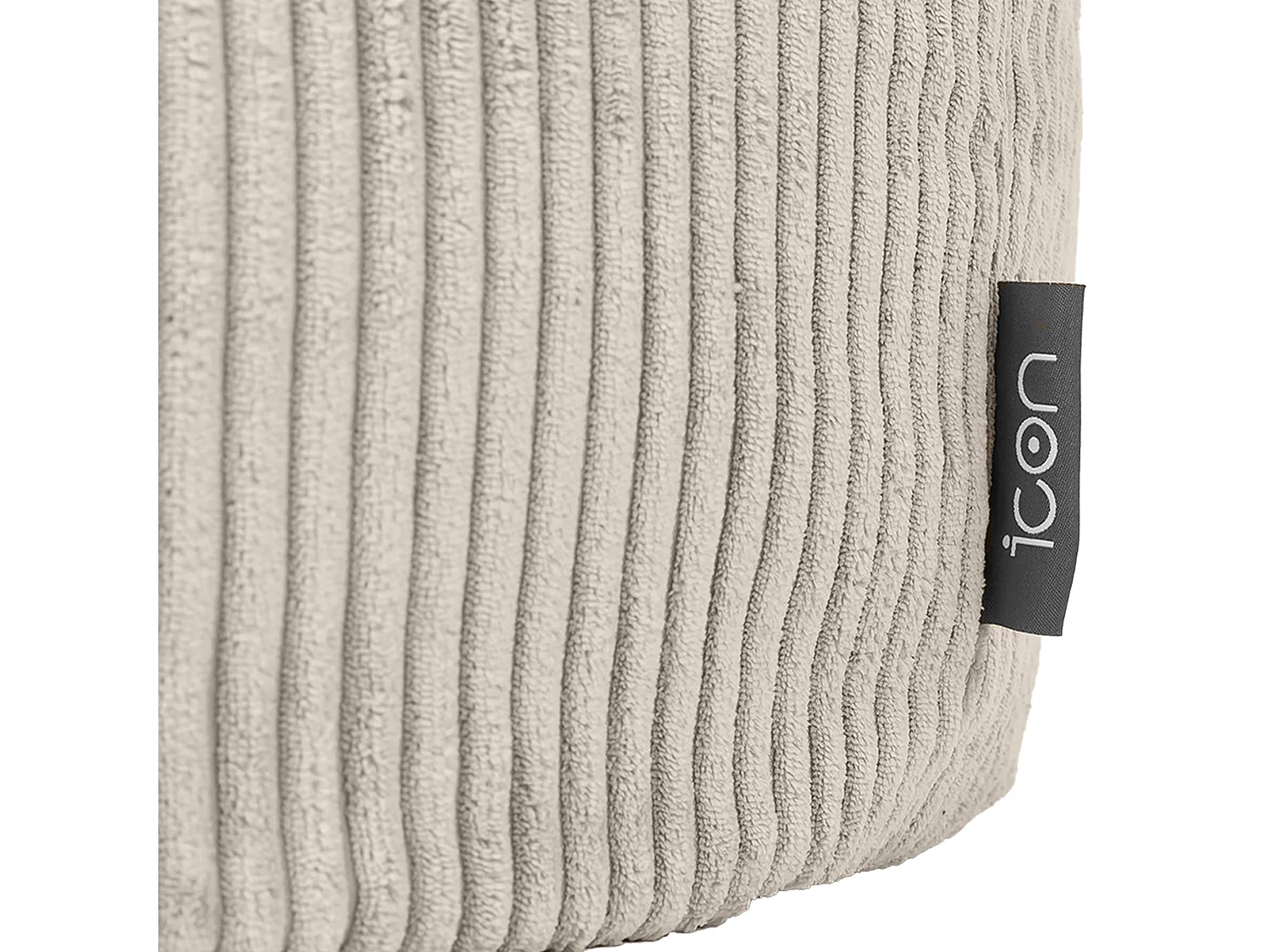 Pouf classique et son repose-pied velours côtelé, beige galet  - KINGSTON