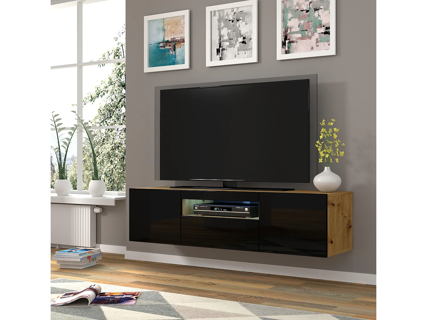 Meuble Tv AURA RTV150 3D 150x37x42 Beige