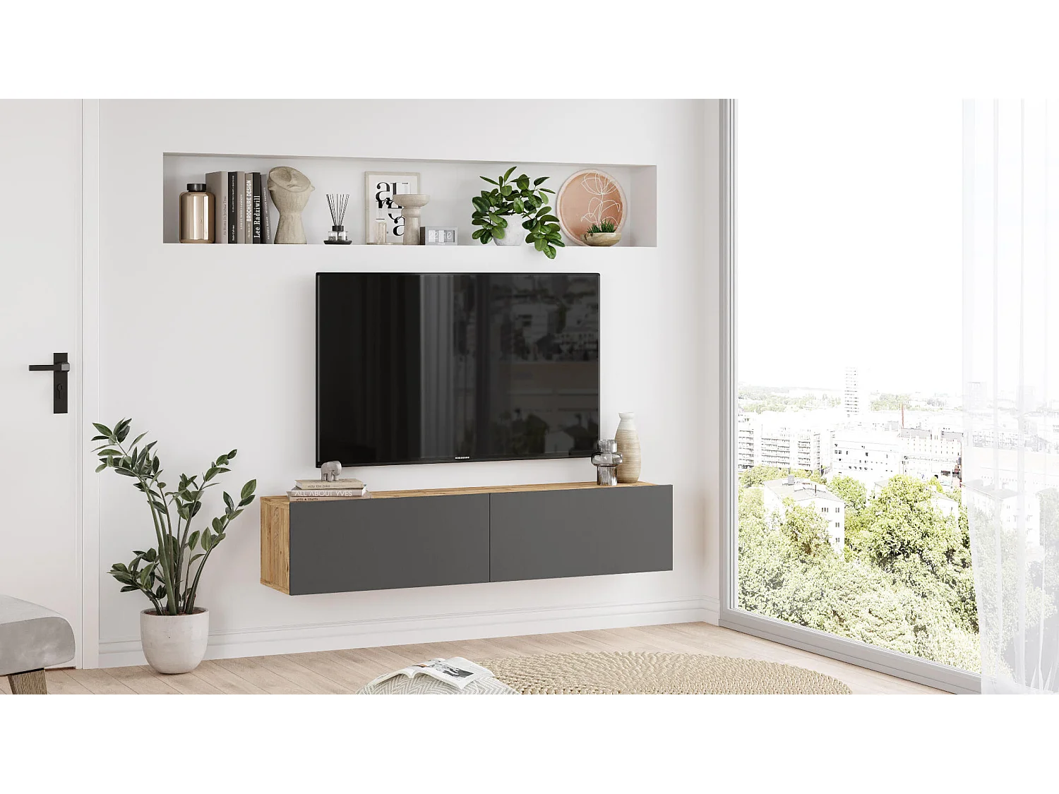 Muebles Tv FUTURE10 RTV140 2D 140x32x30 Gris