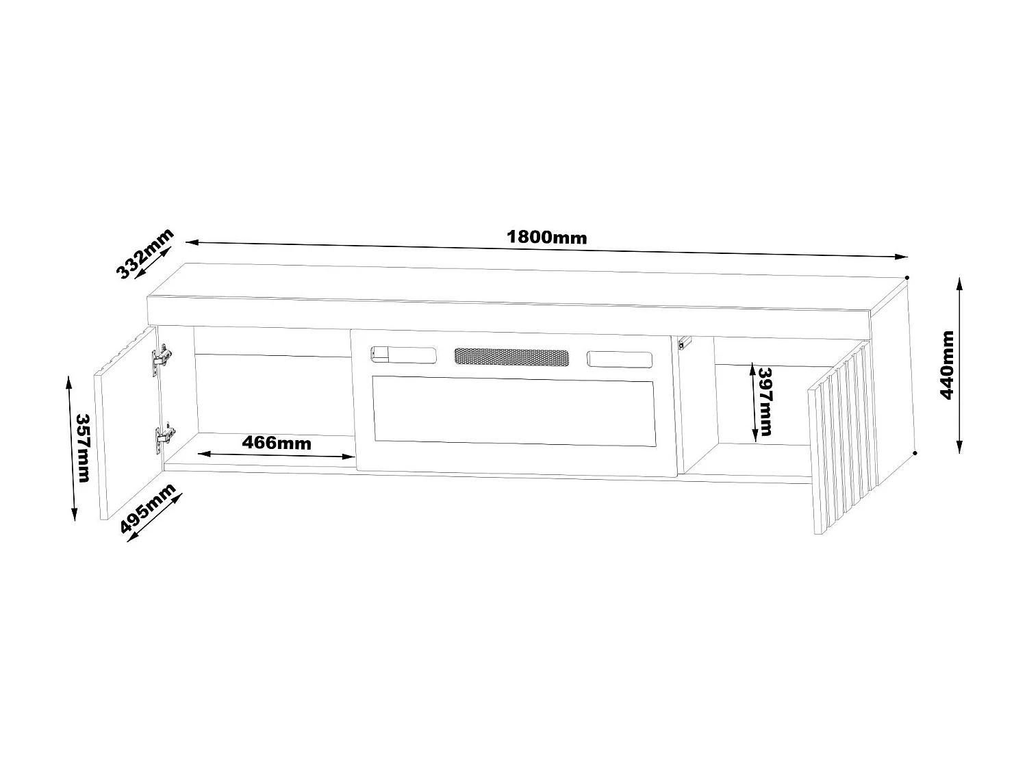 Tv Meubel KNOXVILLE RTV180 2D 180x35x45 Wit