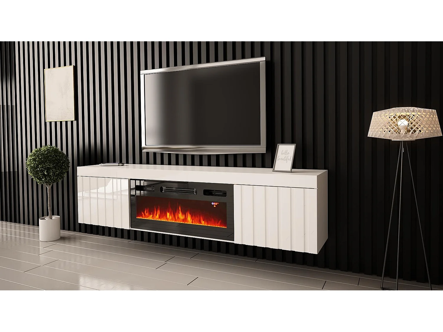 Meuble Tv KNOXVILLE RTV180 2D 180x35x45 Blanc