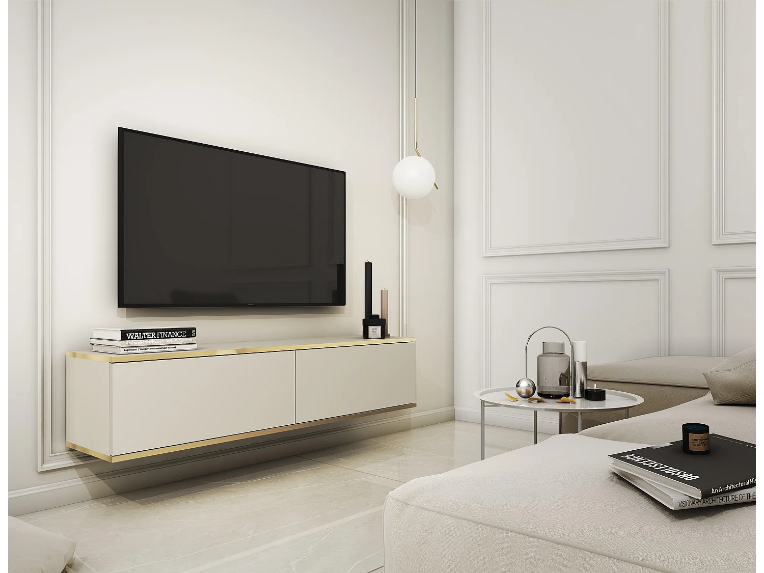 Meuble Tv ORO RTV135 2D 135x32x30 Beige