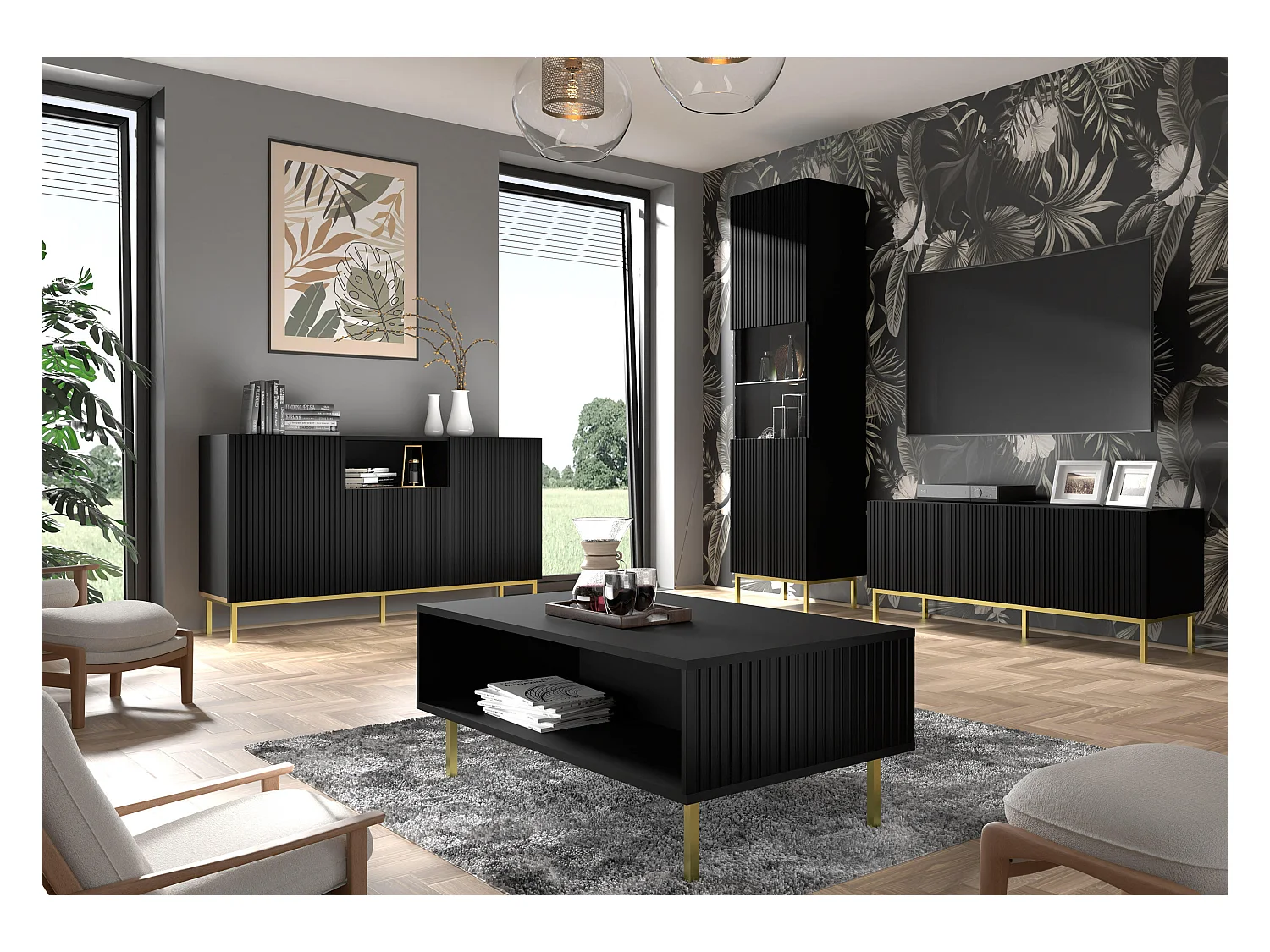 Meuble Tv RAVENNA B RTV150 3D 150x42x58 Noir