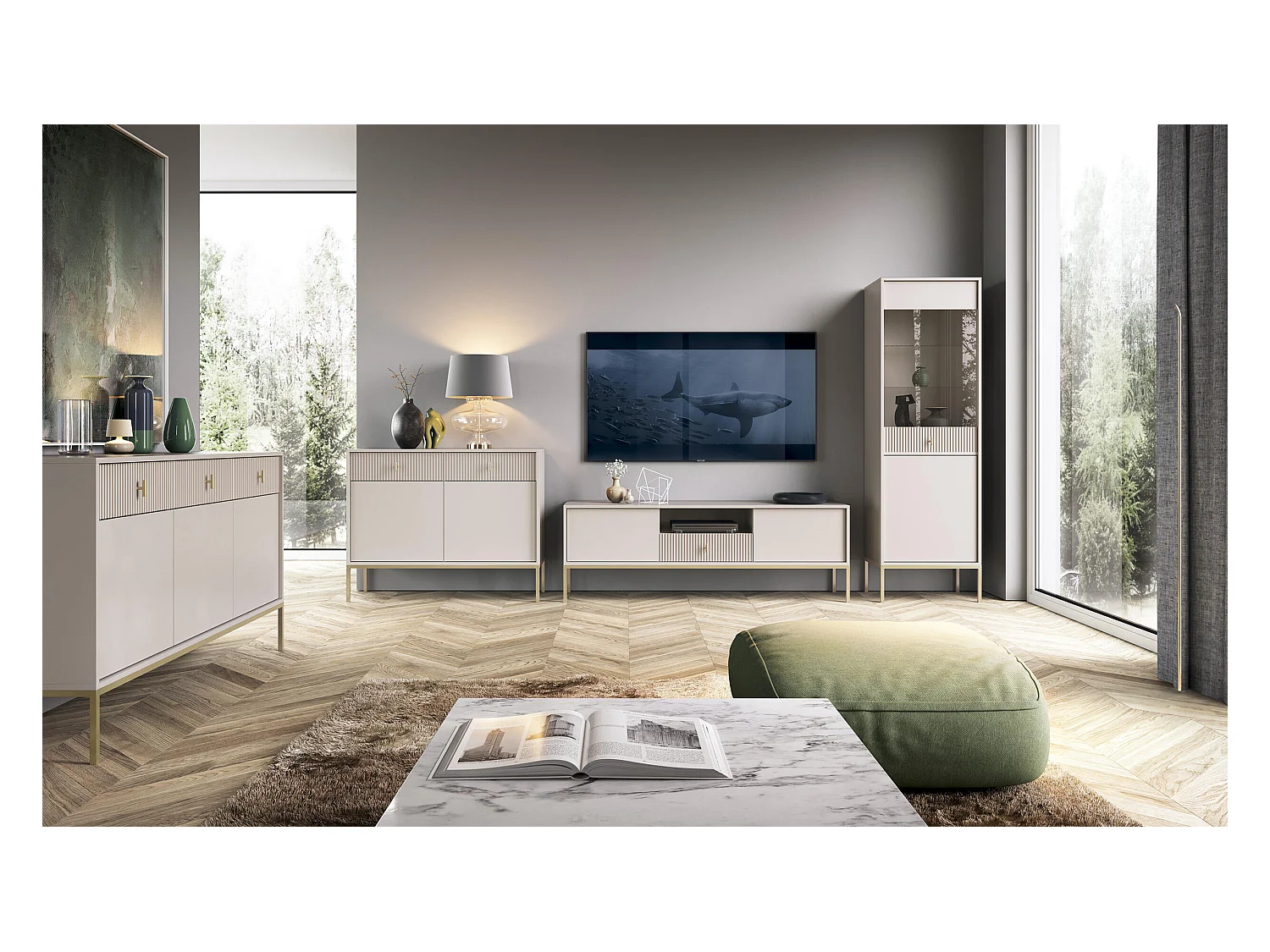 Meuble Tv MAGGIORE RTV154 2D1D 154x39x53 Beige