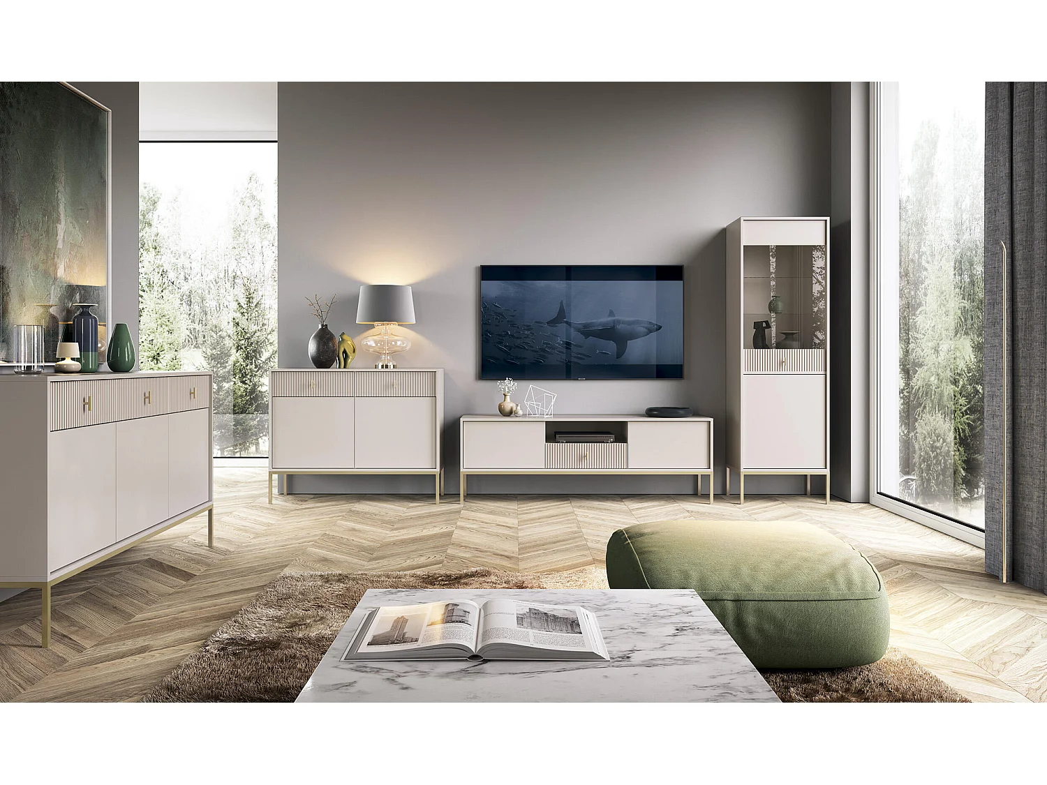 Movel Tv MAGGIORE RTV154 2D1D 154x39x53 Bege