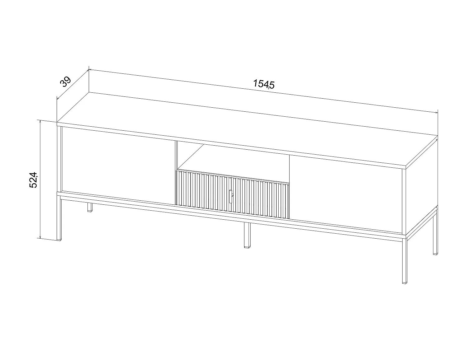 Tv Meubel MAGGIORE RTV154 2D1D 154x39x53 Zwart