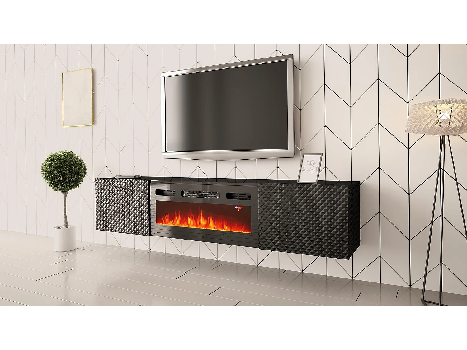 Muebles Tv CARBON RTV180 2D 180x35x38 Negro