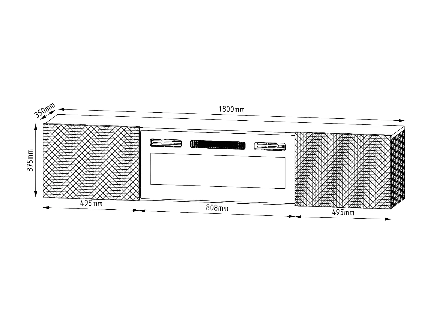 Muebles Tv CARBON RTV180 2D 180x35x38 Negro