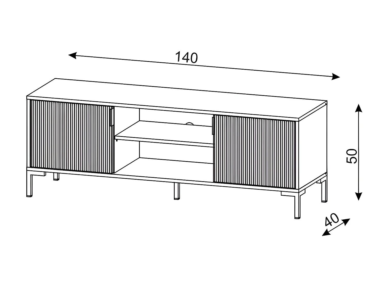 Movel Tv FLINN RTV140 2D 140x40x50 Preto