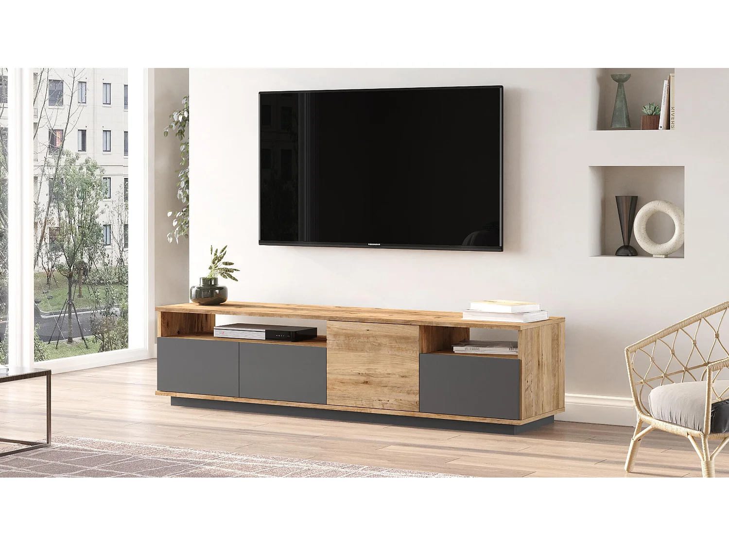 Meuble Tv FUTURE RTV180 4D 180x45x45 Gris