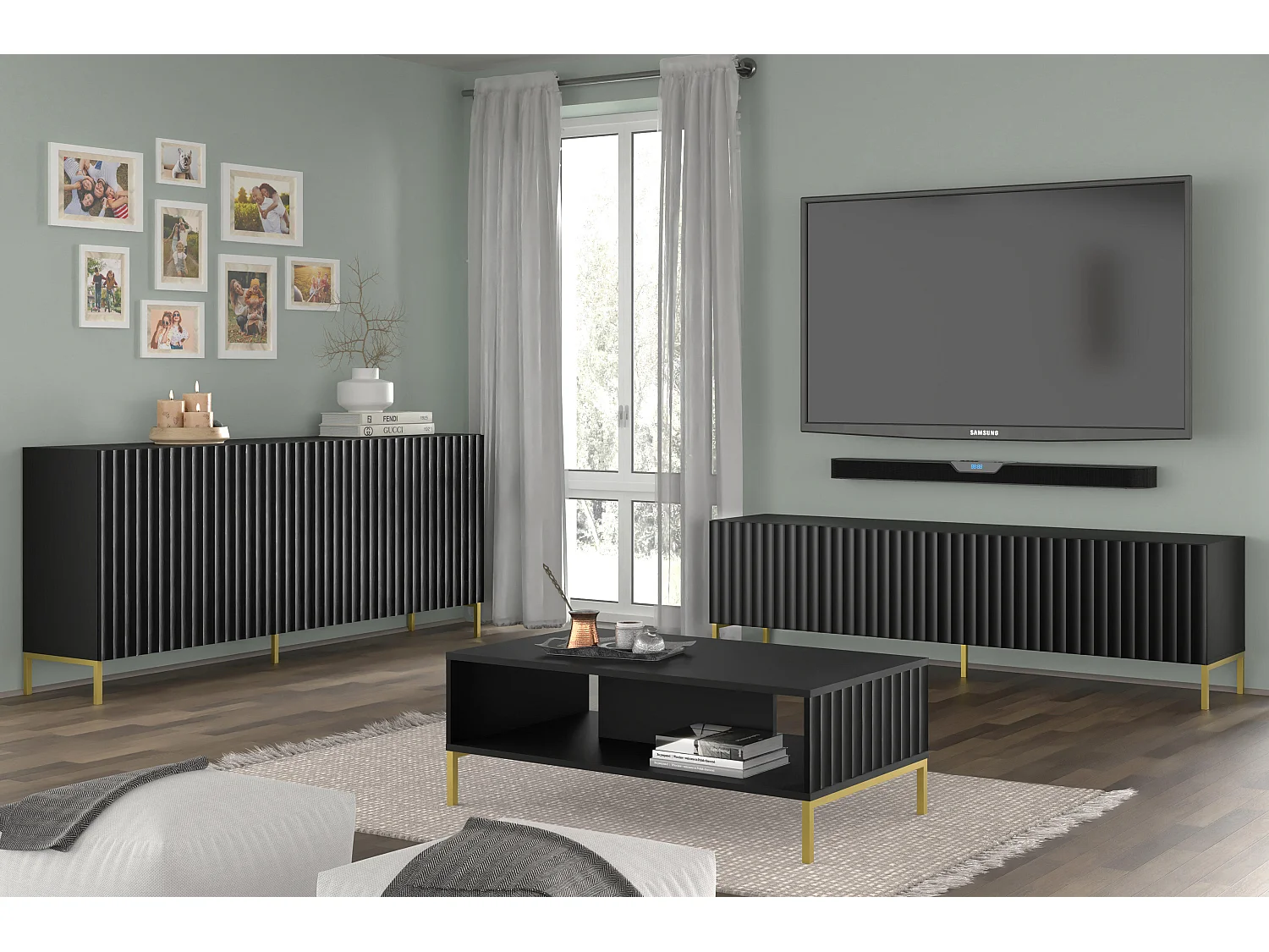 Meuble Tv WAVE RTV200 4D 200x42x56 Noir