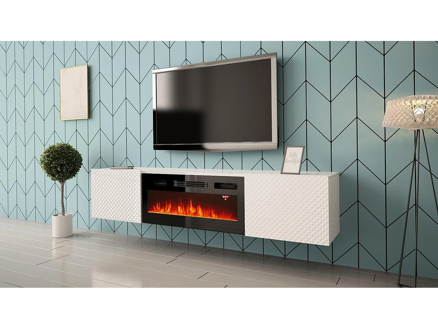 Meuble Tv CARBON RTV180 2D 180x35x38 Blanc