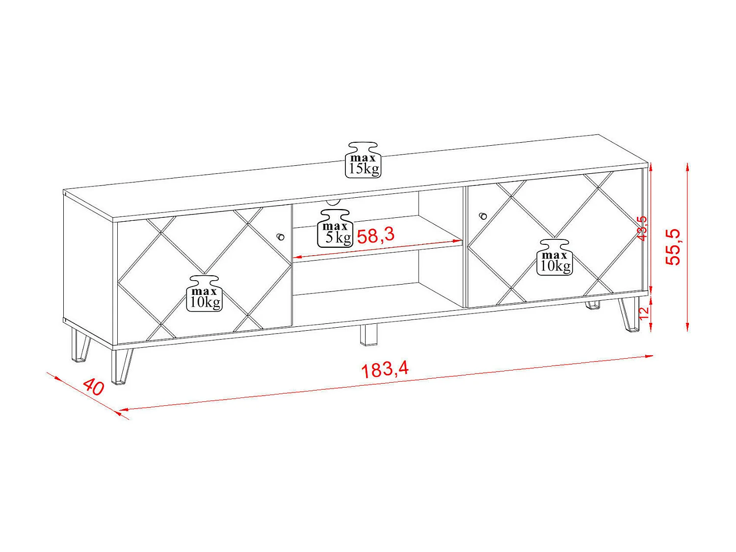 Movel Tv BILBAO RTV183 2D 183x40x55 Bege
