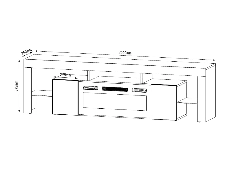 Meuble Tv SOLEO RTV200 2D 200x35x57 Noir