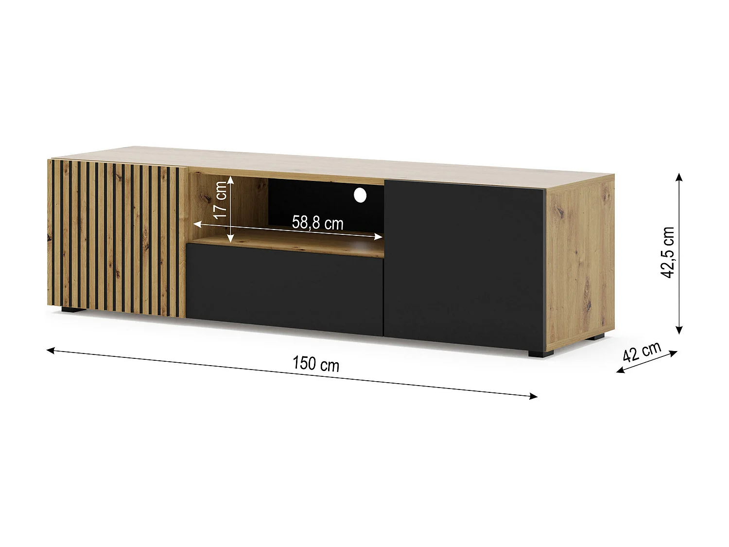 Meuble Tv AURIS RTV150 3D 150x42x42 Beige