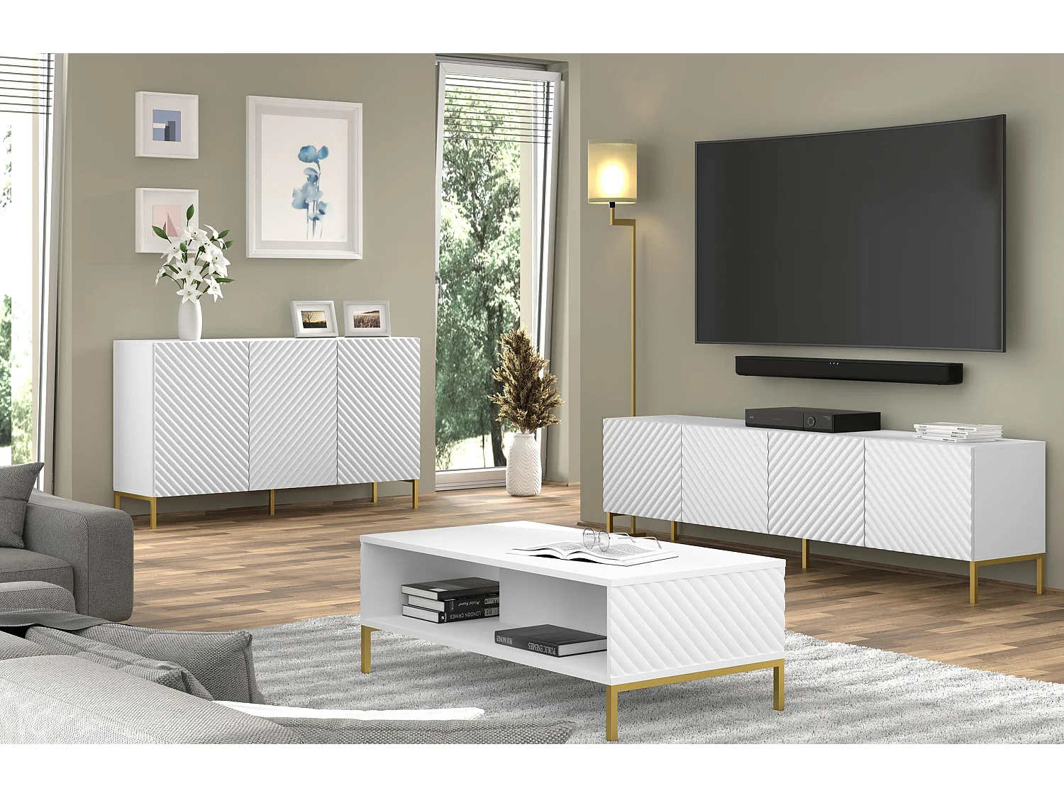 Meuble Tv SURF RTV200 4D 200x42x56 Blanc