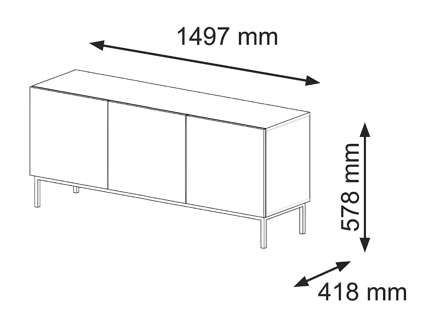 Movel Tv RAVENNA B RTV150 3D 150x42x58 Branco