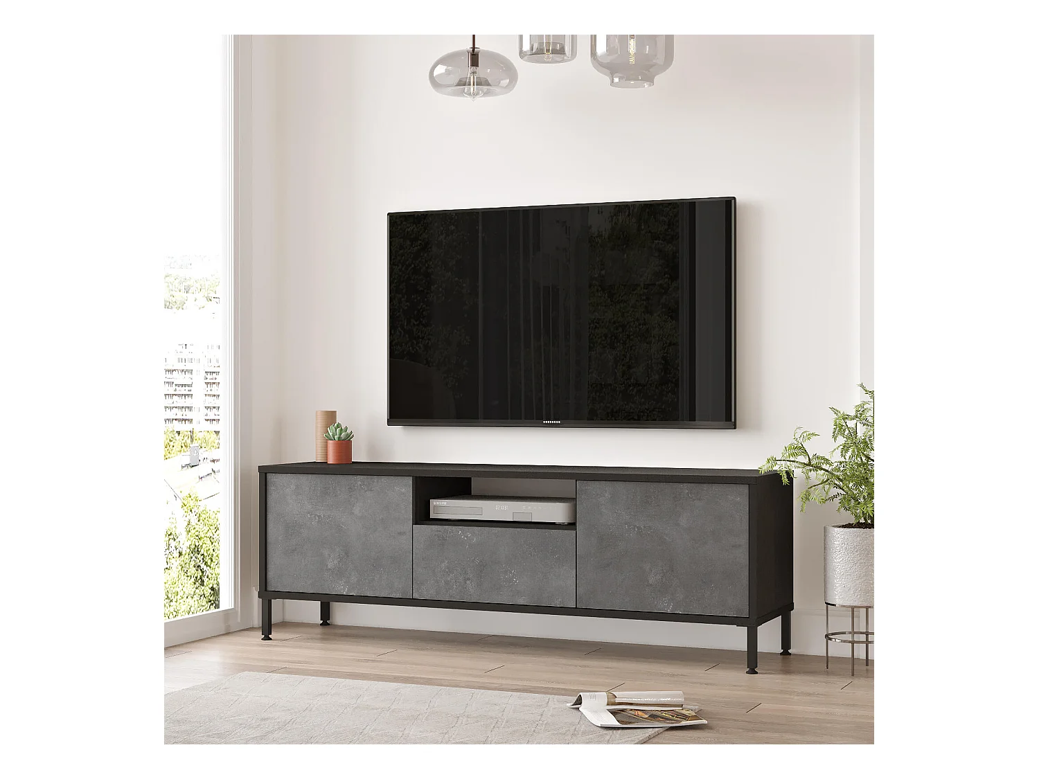 Tv Lowboard LUVIO RTV140 3D 140x36x46 Grau