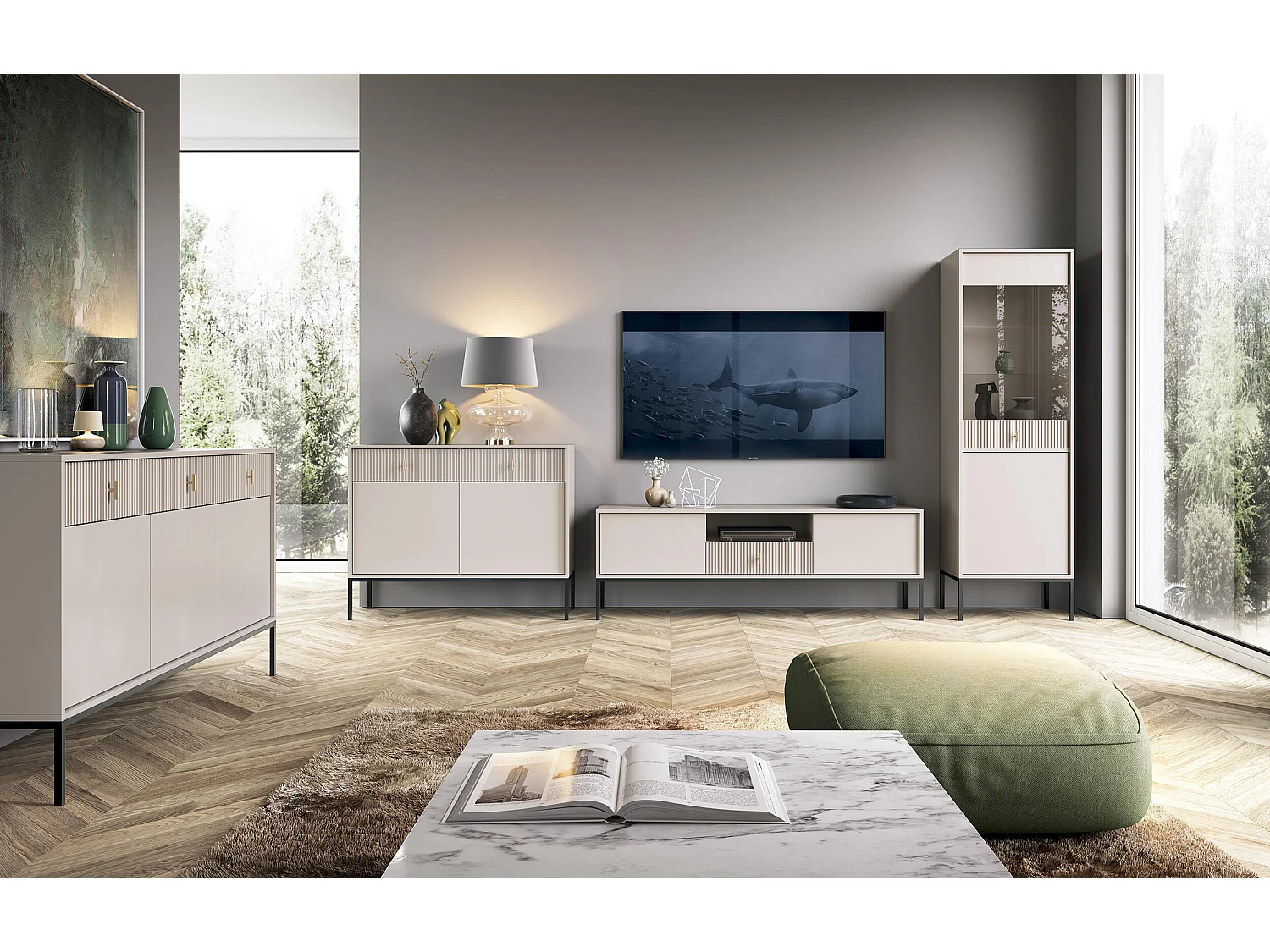 Meuble Tv MAGGIORE RTV154 2D1D 154x39x53 Beige