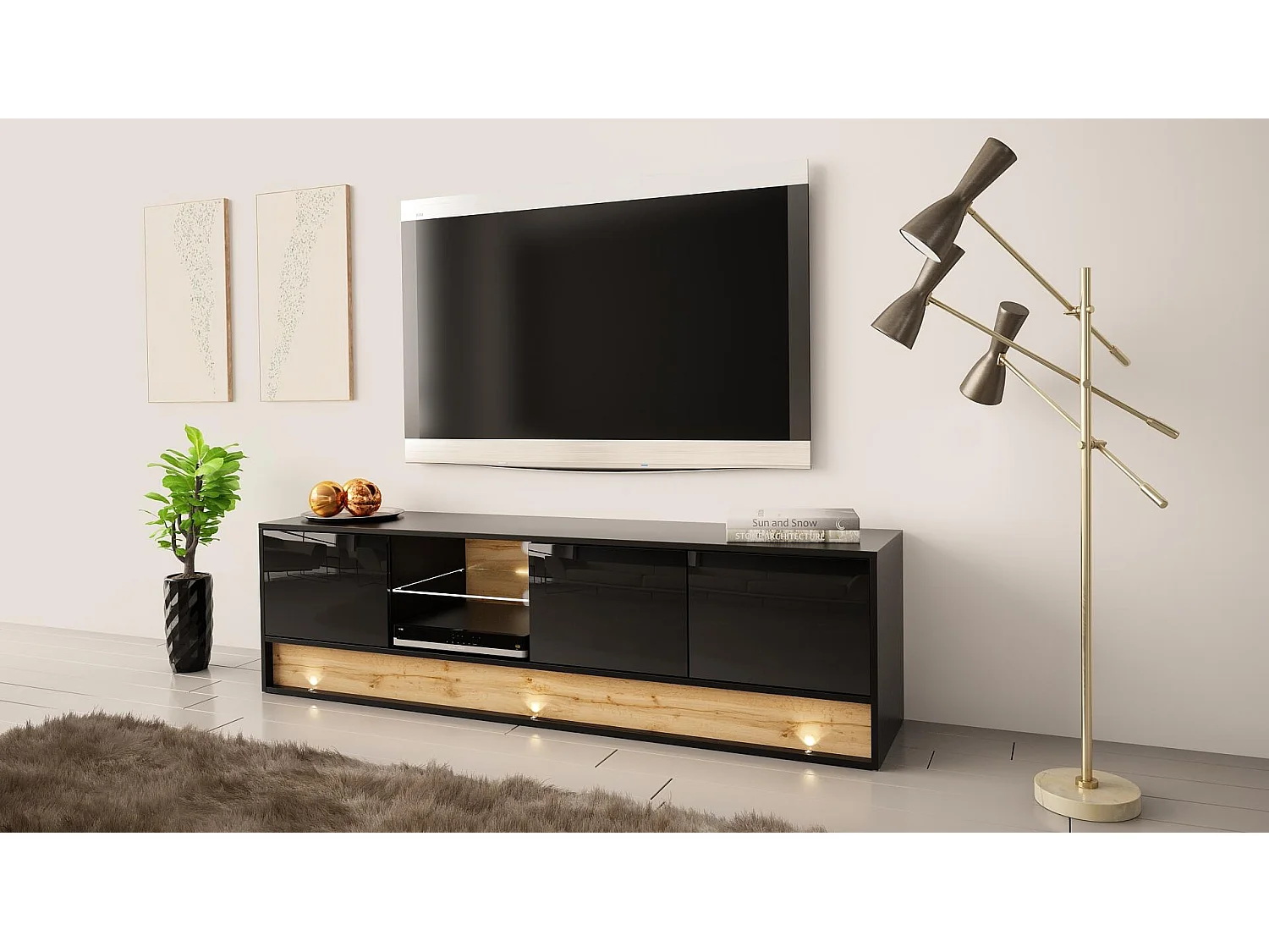 Movel Tv VISION RTV180 3D 180x40x50 Preto