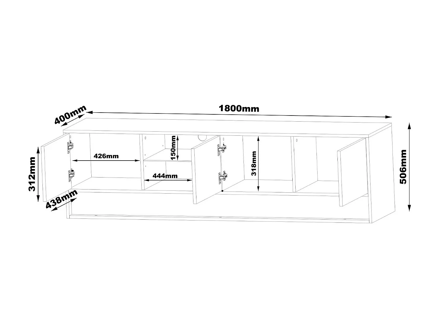 Movel Tv VISION RTV180 3D 180x40x50 Preto