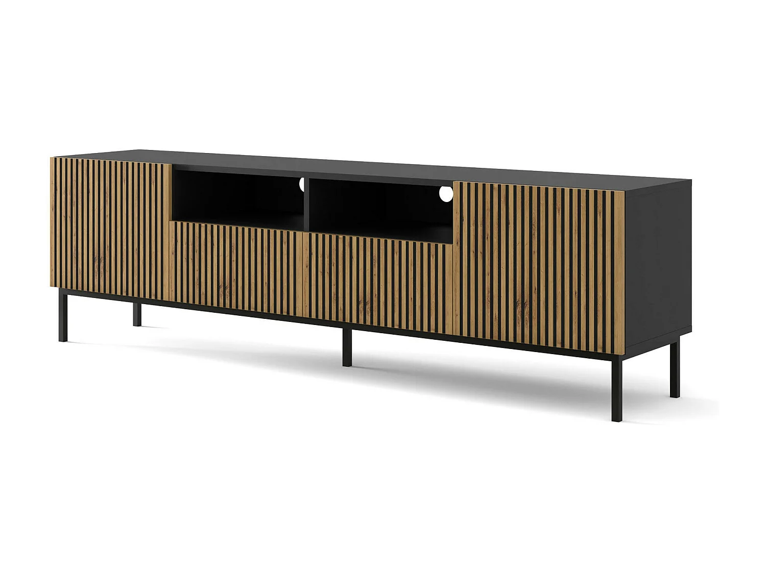 Tv Meubel RAVENNA F RTV200 2D2D 200x42x58 Zwart