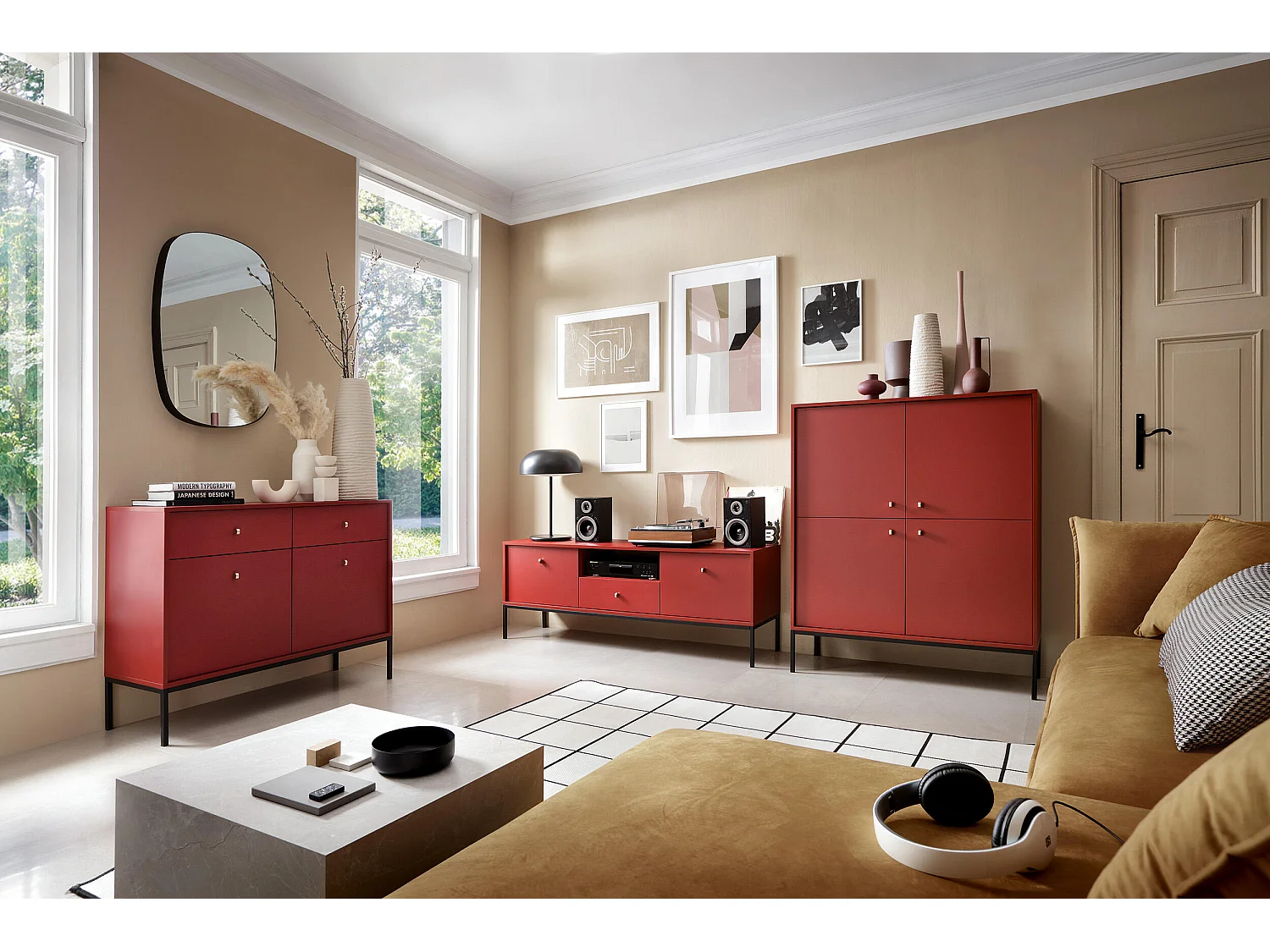 Meuble Tv MONO RTV153 2D1D 153x39x56 Rouge