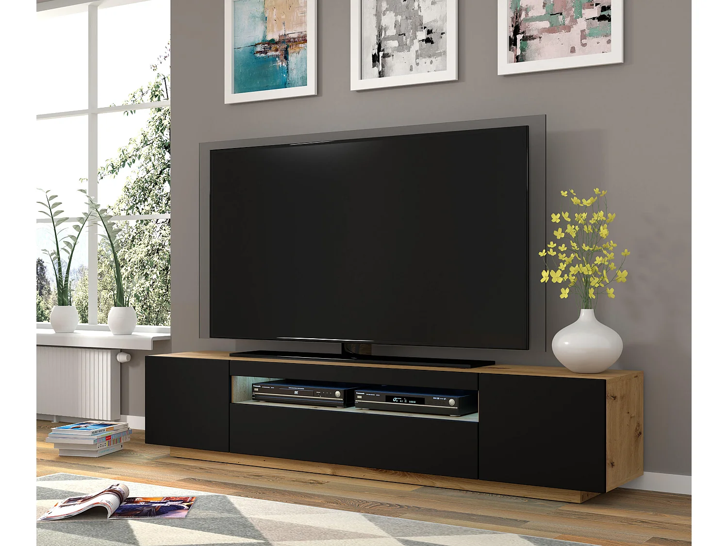 Meuble Tv AURA RTV200 3D 200x37x42 Beige
