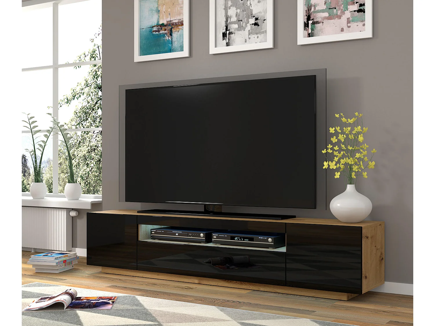Meuble Tv AURA RTV200 3D 200x37x42 Beige